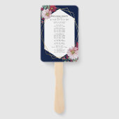 Blush Bourgogne Bloemen Navy Gold huwelijksprogram Handwaaier (Achterkant)