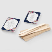 Blush Bourgogne Bloemen Navy Gold huwelijksprogram Handwaaier (Niet-gemonteerd)