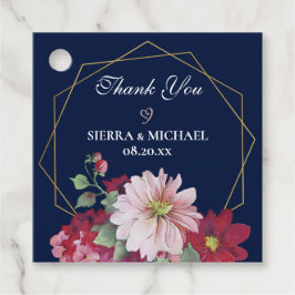 Blush Bourgogne Bloemen Navy Goud Geometrisch Brui Bedankjes Labels