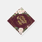 Blush Bourgogne Bloemen Quinceanera Servet (Hoek)