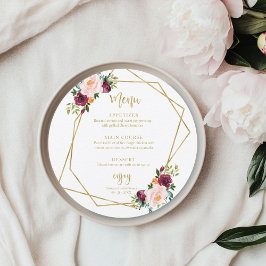 Blush Bourgogne Bloemen Vrijgezellenfeest Rond Men Kaart