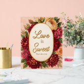 Blush Bourgogne Bloemen Waterverf bruiloft Acryl Bord (Huwelijk)