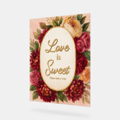 Blush Bourgogne Bloemen Waterverf bruiloft Acryl Bord (Hoek)