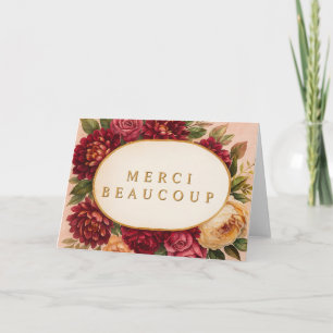 Blush Bourgogne Bloemen Waterverf bruiloft Bedankkaart