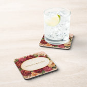 Blush Bourgogne Bloemen Waterverf bruiloft Bier Onderzetter (Rechterzijde)