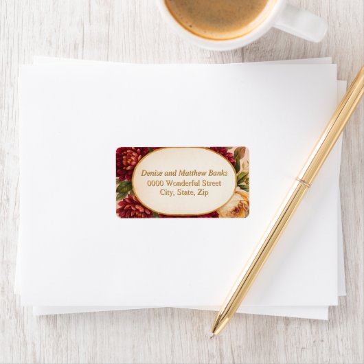 Blush Bourgogne Bloemen Waterverf bruiloft Etiket (Insitu)