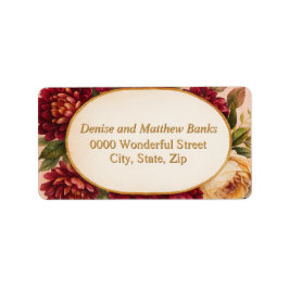 Blush Bourgogne Bloemen Waterverf bruiloft Etiket