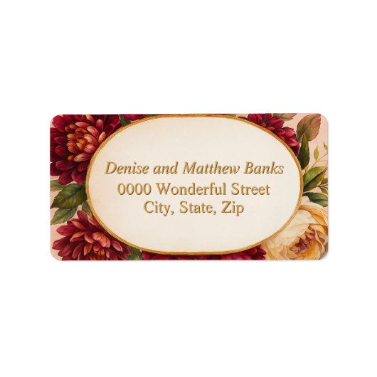 Blush Bourgogne Bloemen Waterverf bruiloft Etiket (Voorkant)
