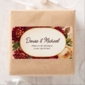 Blush Bourgogne Bloemen Waterverf bruiloft Etiket (Insitu)