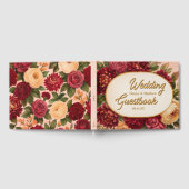 Blush Bourgogne Bloemen Waterverf bruiloft Gastenboek (Volledig)