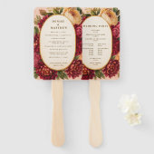 Blush Bourgogne Bloemen Waterverf bruiloft Handwaaier (Voorkant en achterkant)