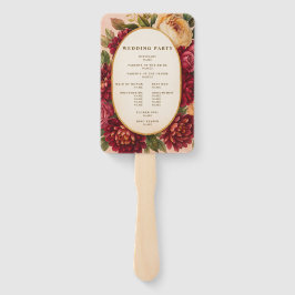 Blush Bourgogne Bloemen Waterverf bruiloft Handwaaier