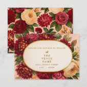 Blush Bourgogne Bloemen Waterverf bruiloft Informatiekaartje (Voorkant / Achterkant)