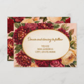 Blush Bourgogne Bloemen Waterverf bruiloft Informatiekaartje (Voorkant / Achterkant)