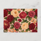 Blush Bourgogne Bloemen Waterverf bruiloft Informatiekaartje (Achterkant)