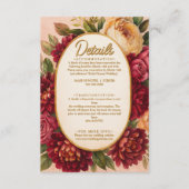 Blush Bourgogne Bloemen Waterverf bruiloft Informatiekaartje (Voorkant)