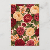 Blush Bourgogne Bloemen Waterverf bruiloft Informatiekaartje (Achterkant)