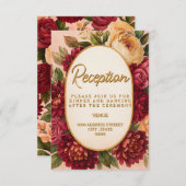 Blush Bourgogne Bloemen Waterverf bruiloft Informatiekaartje (Voorkant / Achterkant)