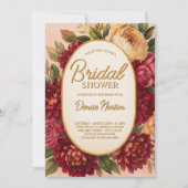 Blush Bourgogne Bloemen Waterverf bruiloft Kaart (Voorkant)