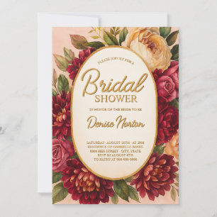 Blush Bourgogne Bloemen Waterverf bruiloft Kaart