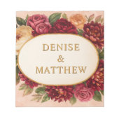 Blush Bourgogne Bloemen Waterverf bruiloft Notitieblok (Voorkant)