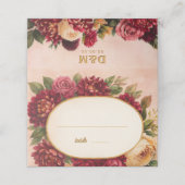 Blush Bourgogne Bloemen Waterverf bruiloft Plaatskaartje (Buitenkant ongevouwen)