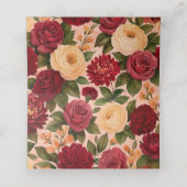 Blush Bourgogne Bloemen Waterverf bruiloft Plaatskaartje (Binnenkant ongevouwen)