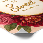 Blush Bourgogne Bloemen Waterverf bruiloft Poster (Hoek)