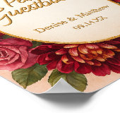 Blush Bourgogne Bloemen Waterverf bruiloft Poster (Hoek)