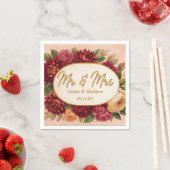 Blush Bourgogne Bloemen Waterverf bruiloft Servet (Insitu)