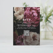 Blush Bourgogne bruiloft QR Code Gelieve RSVP te b (Staand voorkant)
