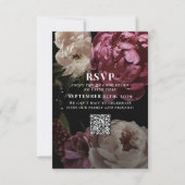 Blush Bourgogne bruiloft QR Code Gelieve RSVP te b Kaartje (Voorkant)