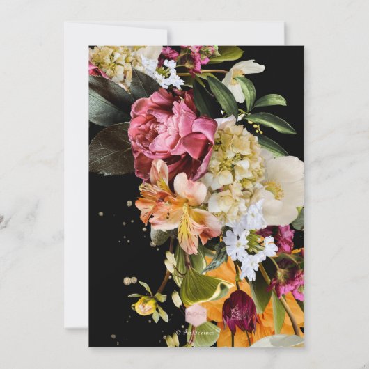 Blush Bourgogne Dark Moody Flowers Afstuderen Aankondiging (Achterkant)