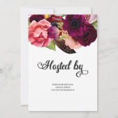 Blush Bourgogne en Moroon Floral Bridal Ivitation Kaart (Achterkant)