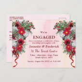 Blush, Bourgogne en Sage Leaves Verloving Uitnodiging Briefkaart (Voorkant / Achterkant)