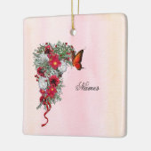 Blush, Bourgogne en White Roses Bouquets All-Over- Keramisch Ornament (Links)