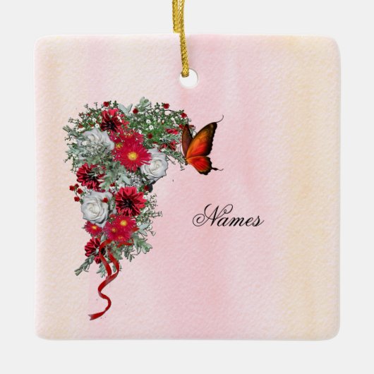 Blush, Bourgogne en White Roses Bouquets All-Over- Keramisch Ornament (Voorkant)