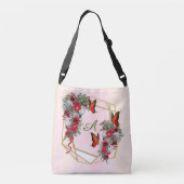 Blush, Bourgogne en White Roses Bouquets Crossbody Tas (Achterkant)