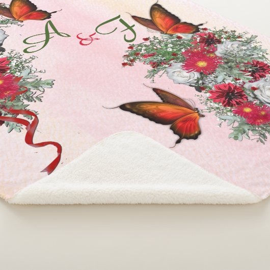 Blush, Bourgogne en White Roses Bouquets Sherpa Deken (3/4)