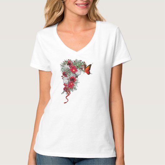 Blush, Bourgogne en White Roses Bouquets T-shirt (Voorkant)