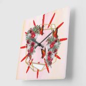 Blush, Bourgogne en White Roses Bouquets Vierkante Klok (Hoek)