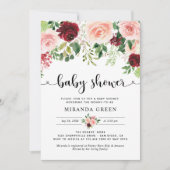 Blush Bourgogne Floral Baby shower Kaart (Voorkant)