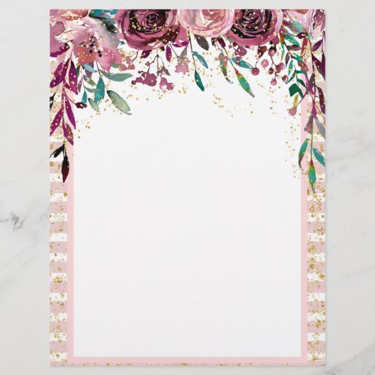 Blush & Bourgogne Floral Drop & Gold Confetti Flyer (Achterkant)