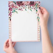 Blush & Bourgogne Floral Drop & Gold Confetti Flyer (Hand)