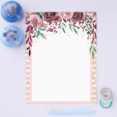 Blush & Bourgogne Floral Drop & Gold Confetti Flyer (Enkel)