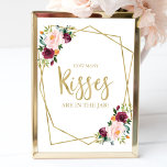 Blush Bourgogne Floral Hoeveel kisses ondertekenen Poster<br><div class="desc">Blush Bourgogne Floral Hoeveel kisses ondertekenen</div>