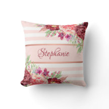 Blush Bourgogne Floral Stripes Naam Monogram