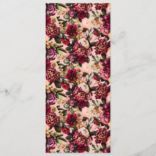 Blush Bourgogne Floral Waterverf Menu (Achterkant)