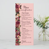 Blush Bourgogne Floral Waterverf Menu (Staand voorkant)