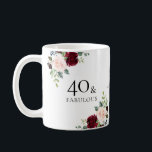 Blush Bourgogne Flowers 40th Birthday Party Gift Koffiemok<br><div class="desc">Blush Burgundy Flowers 40th Birthday Party Gift Coffee Mok Beauful Burgundy and Blush Design Geschikt voor 's avonds</div>